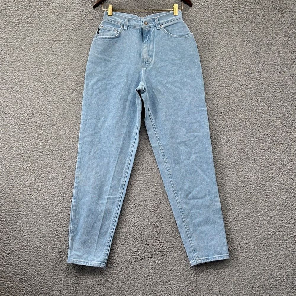 Vintage 80s 90s Mom Jeans High Waisted Tapered Leg Momcore Normcore Light Wash 8